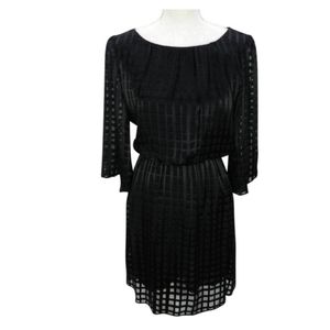 Alice + Olivia Black Sheer Grid Dress